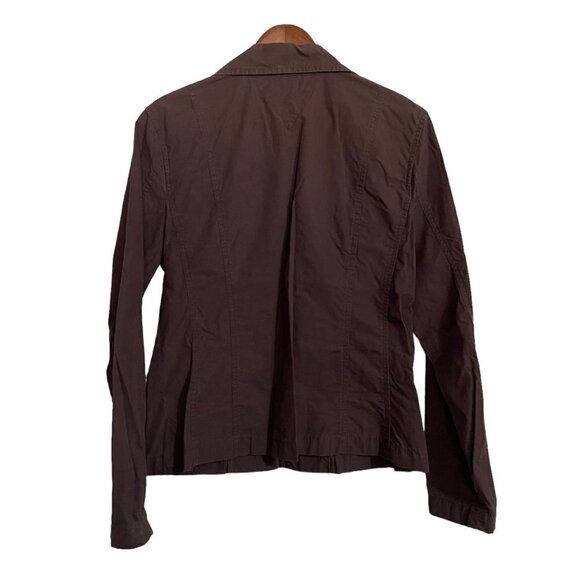 Chadwicks Womens Brown Zip Up Button Accent Military Style Blazer Size 12 - Picture 7 of 7